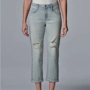 Simply Vera Wang Light Wash Boyfriend Crop Denim Jeans 0(26W)